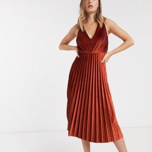 Burnt orange velvet dress